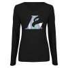 Thumbnail image for  Womens Black Long Sleeve V Neck Tee 