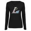 Thumbnail image for  Womens Black Long Sleeve V Neck Tee 