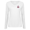 Thumbnail image for  Womens White Long Sleeve V Neck Tee 