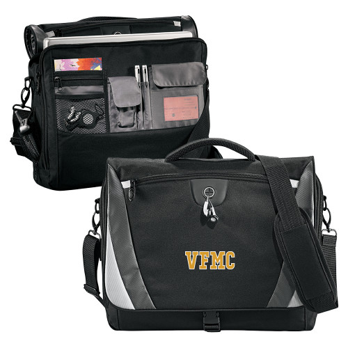  Black/Grey Slope Computer Messenger Bag - Vintage VFMC Flat