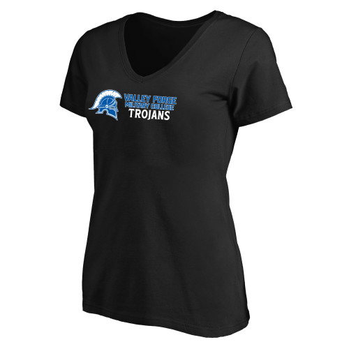  Womens Plus Black V Neck T Shirt - Valley Forge Military College Trojans