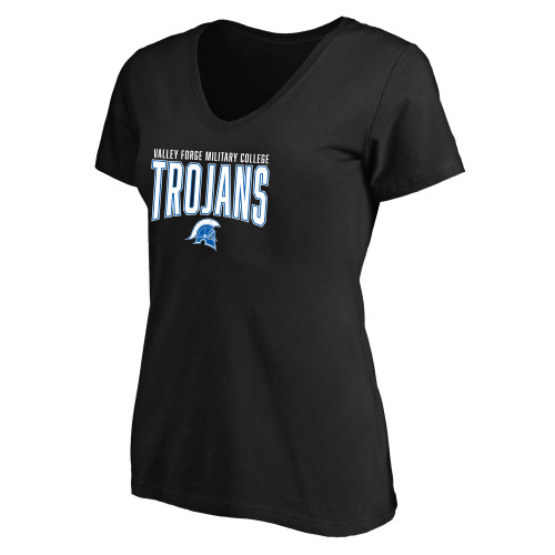 Womens Plus Black V Neck T Shirt - Trojans Arched