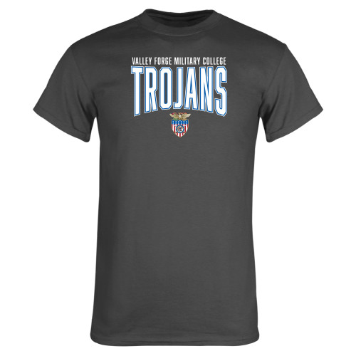  Charcoal T Shirt - Trojans Arched with Capsheild