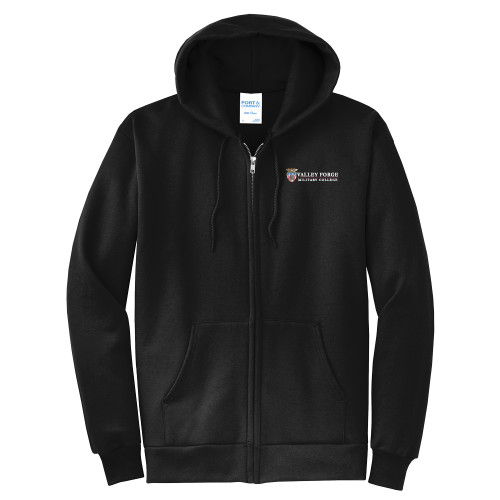  Extended Black Fleece Full Zip Hoodie - VFMC Primary Institutional Mark