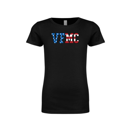  Next Level Girls Black Fashion Fit T Shirt - VFMC American Flag
