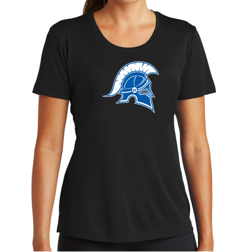  Womens Black Performance Tee - Helmet Primary Athletic Mark