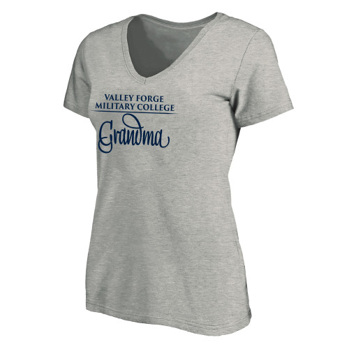  Womens Plus Heather Grey V Neck T Shirt - VFMC - Grandma
