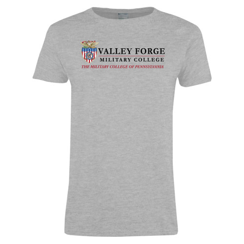  Womens Grey Short Sleeve Tee - VFMC Primary Institutional Mark w/ tagline