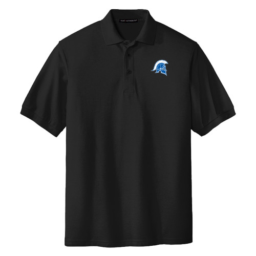  Extended Black Silk Touch Polo - Helmet Primary Athletic Mark