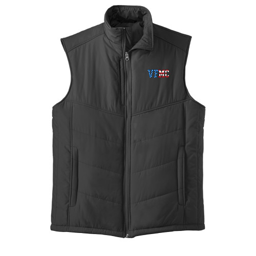  Black Puffer Vest - VFMC American Flag Flat