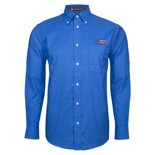  Royal Oxford Long Sleeve Shirt - VFMC American Flag Flat