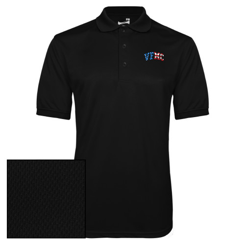  Black Dry Mesh Polo - VFMC American Flag Curved