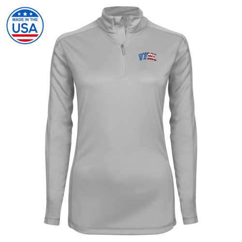  Syntrel Womens Platinum Interlock 1/4 Zip - VFMC American Flag Curved