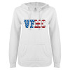 Thumbnail image for  ENZA Womens White V Notch Raw Edge Fleece Hoodie