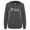 Thumbnail image for  ENZA Womens Dark Heather V Notch Raw Edge Fleece Hoodie