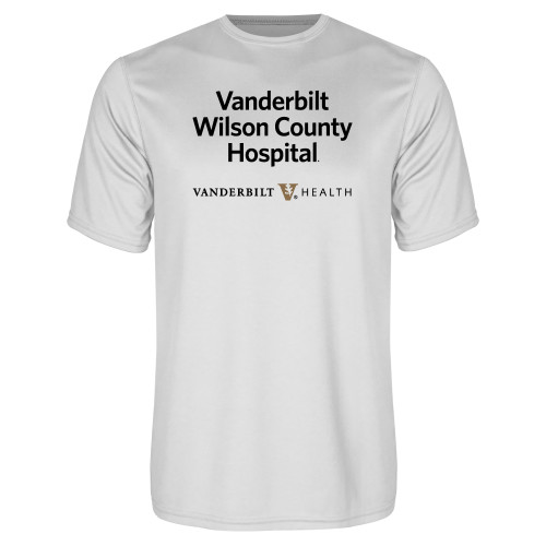  White Performance Tee - Vanderbilt Wilson County Hospital Stacked