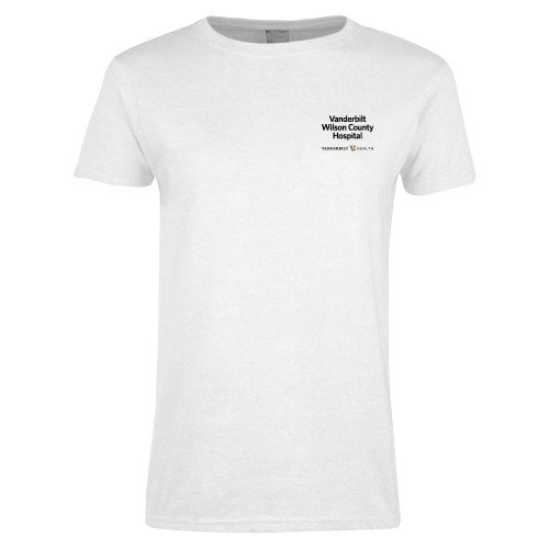  Womens White Short Sleeve Tee - Vanderbilt Wilson County Hospital Stacked