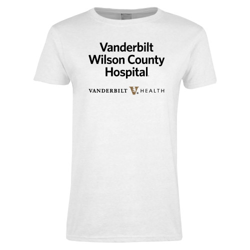  Womens White Short Sleeve Tee - Vanderbilt Wilson County Hospital Stacked
