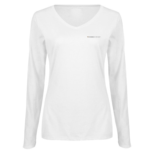  Womens White Long Sleeve V Neck Tee - Vanderbilt LIFEFLIGHT