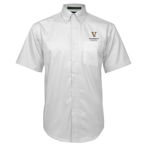  White Twill Button Down Short Sleeve - Vanderbilt Health EMB