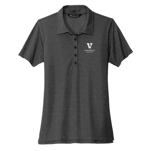  TravisMathew Womens Black Heather Oceanside Polo - Vanderbilt Health EMB
