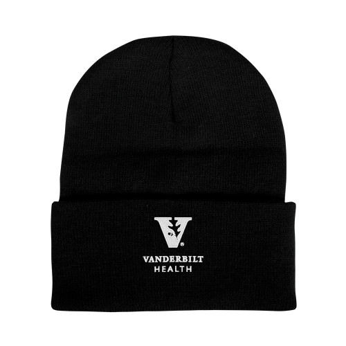  Black Knit Beanie w/Cuff - Vanderbilt Health EMB