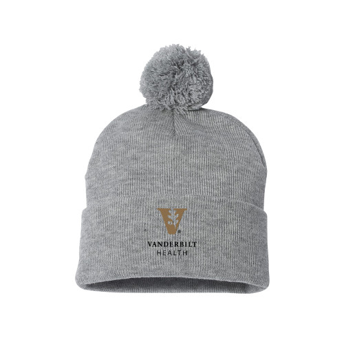  Sportsman Heather Grey Pom Pom Cuffed Beanie - Vanderbilt Health EMB