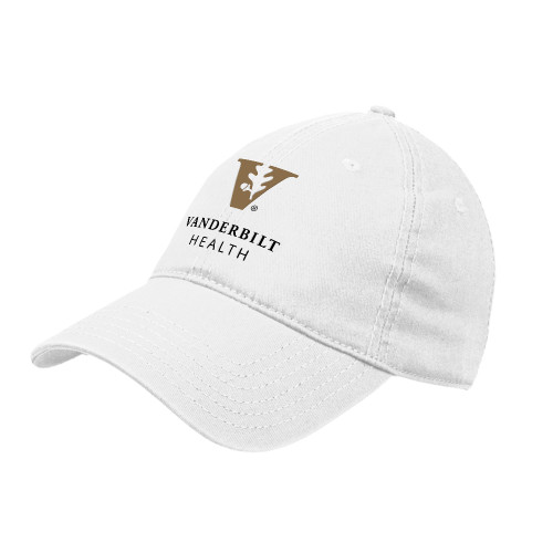  White Unstructured Adjustable Low Profile Hat - Vanderbilt Health EMB