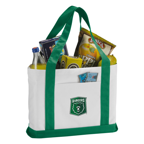  Contender White/Green Canvas Tote - Primary Athletic Mark