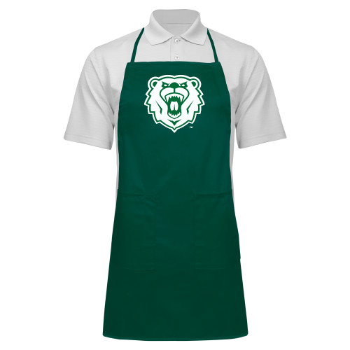  Full Length Dark Green Apron - Athletic Bear Head