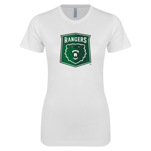  Next Level Womens White Boyfriend Tee - Primary Athletic Mark