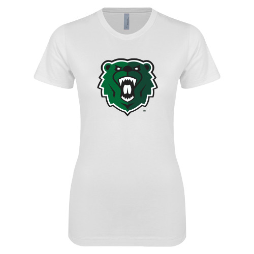  Next Level Womens White Boyfriend Tee - Athletic Bear Head