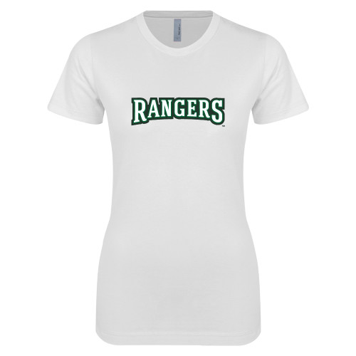  Next Level Womens White Boyfriend Tee - Rangers Wordmark