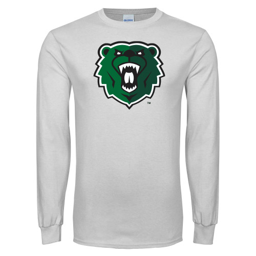  White Long Sleeve T Shirt - Athletic Bear Head