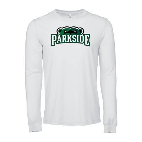  Bella + Canvas White Jersey Cotton Long Sleeve T Shirt - Primary Athletic Mark 1