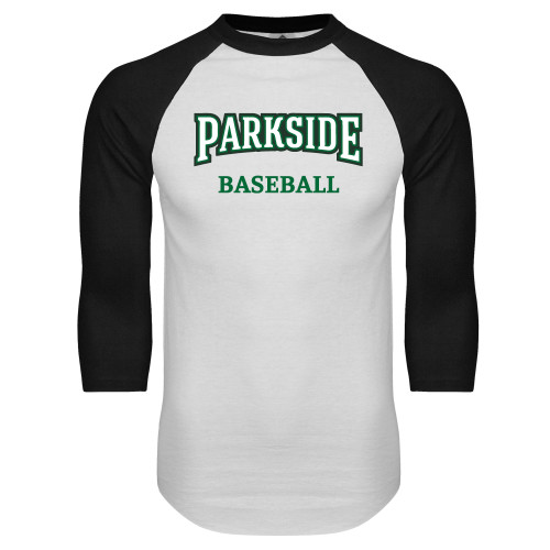  White/Black Raglan Baseball T Shirt - Baseball