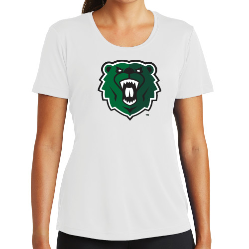  Womens White Performance Tee - Athletic Bear Head