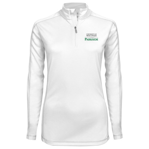  Syntrel Womens White Interlock 1/4 Zip - Parkside Wordmark Vertical