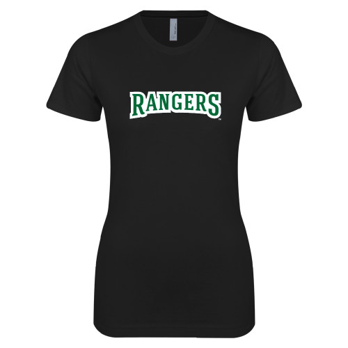  Next Level Womens Black Boyfriend Tee - Rangers Wordmark