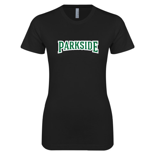  Next Level Womens Black Boyfriend Tee - Parkside Wordmark