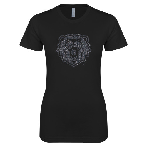  Next Level Womens Black Boyfriend Tee - F Graphite Soft Glitter
