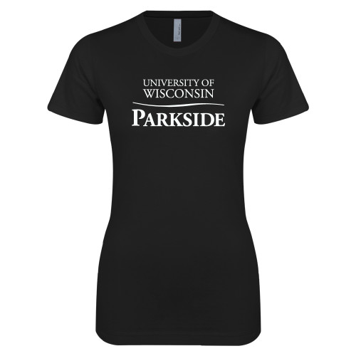  Next Level Womens Black Boyfriend Tee - Parkside Wordmark Vertical
