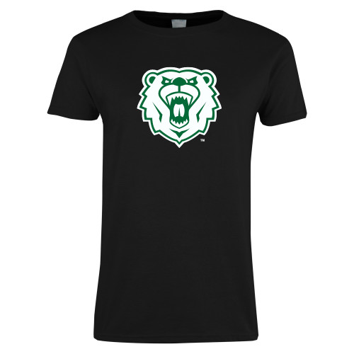  Womens Black Short Sleeve Tee - Athletic Bear Head