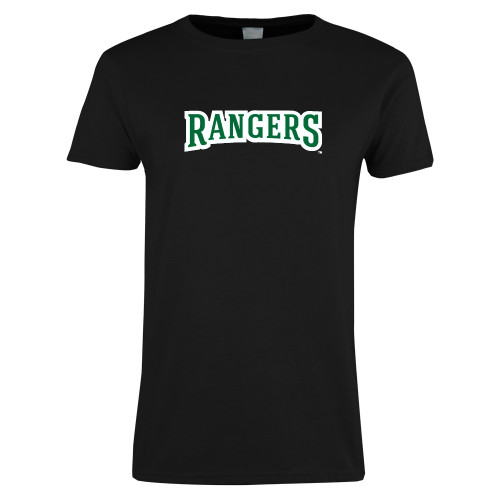  Womens Black Short Sleeve Tee - Rangers Wordmark