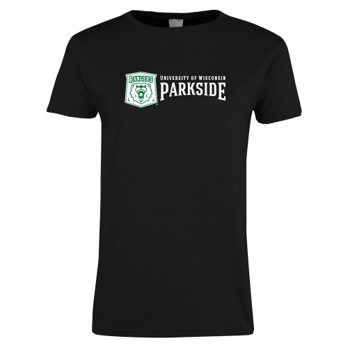  Womens Black Short Sleeve Tee - Primary Athletic Mark with Wordmark