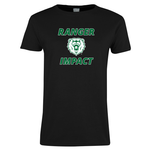  Womens Black Short Sleeve Tee - Ranger Impact with Bear Head