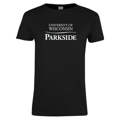  Womens Black Short Sleeve Tee - Parkside Wordmark Vertical