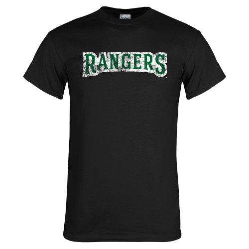  Black T Shirt - Rangers Wordmark  Distressed