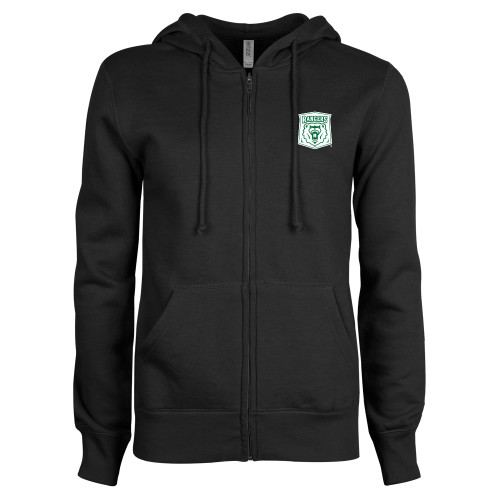  ENZA Womens Black Fleece Full Zip Hoodie - Primary Athletic Mark