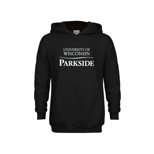  Youth Black Fleece Hoodie - Parkside Wordmark Vertical